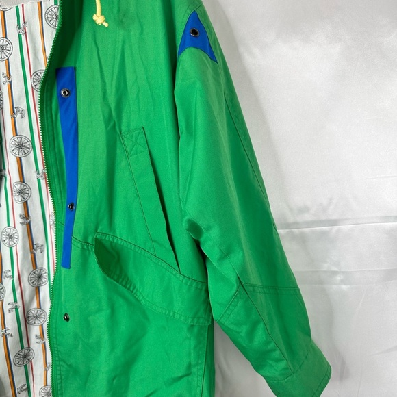 London Fog Green Blue Accent Patterned Print inner w hidden hood size Small - Picture 2 of 16